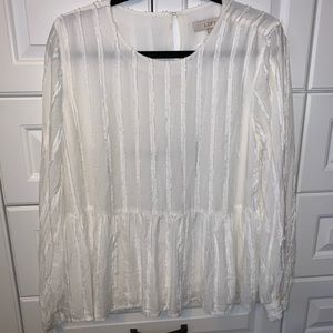 NWT Loft cream peplum rayon top